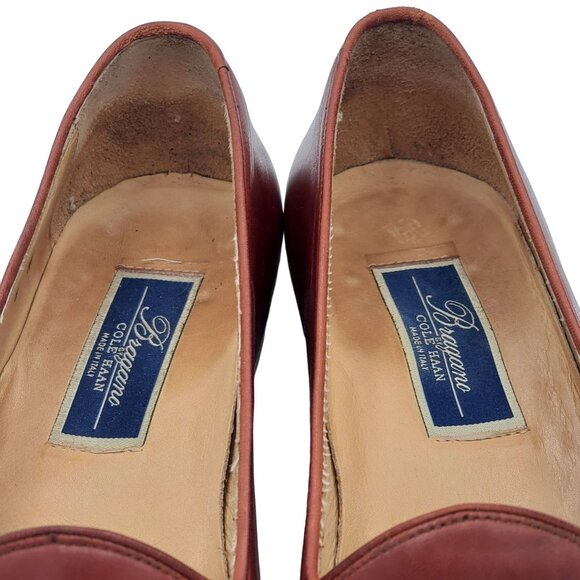 Vintage Bragano Cole Haan Italy Men 8M Brown Calfskin Classic Loafers Dress Shoe - Picture 4 of 13